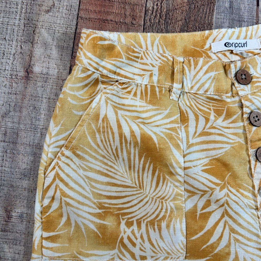 Rip Curl Yellow Linen Cotton Summer Palm Walkshort High Rise Shorts Medium - Picture 3 of 6
